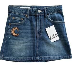 NWT Zara Denim Moon & Stars Mini Skirt Girls 10